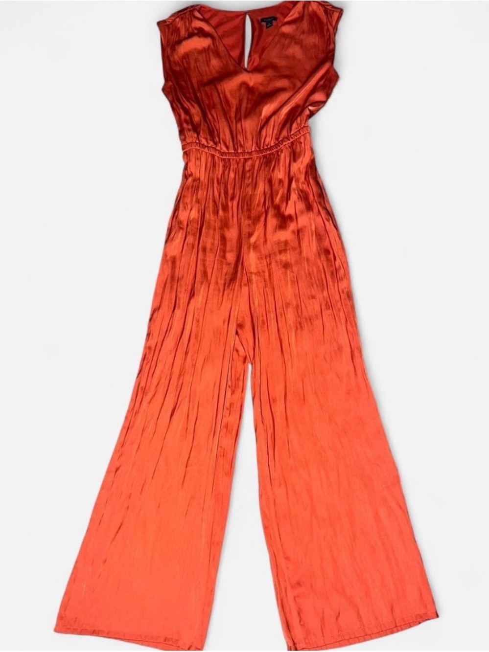 Ann Taylor Orange Satin Wide-Leg Jumpsuit